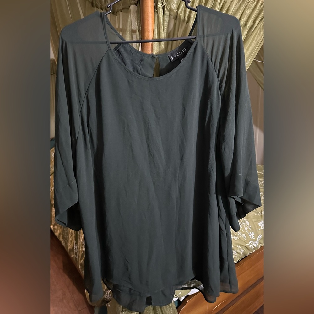 Bobeau Black Sheer Blouse
